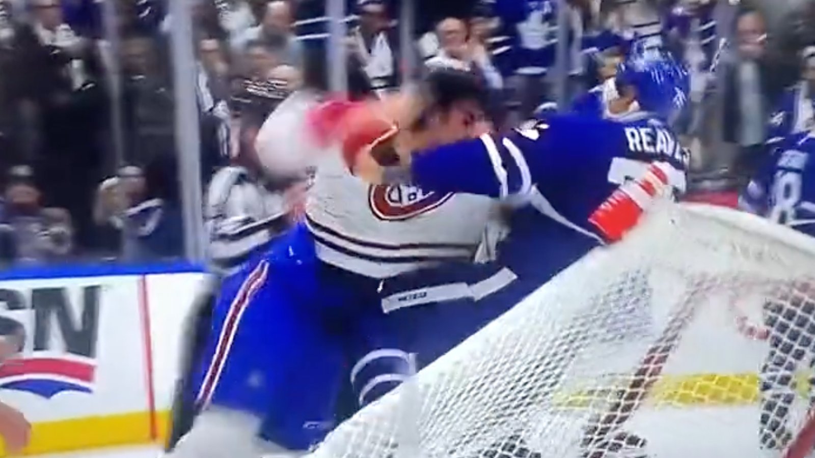 Arber Xhekaj drops Ryan Reaves on empty net in heavyweight fight!