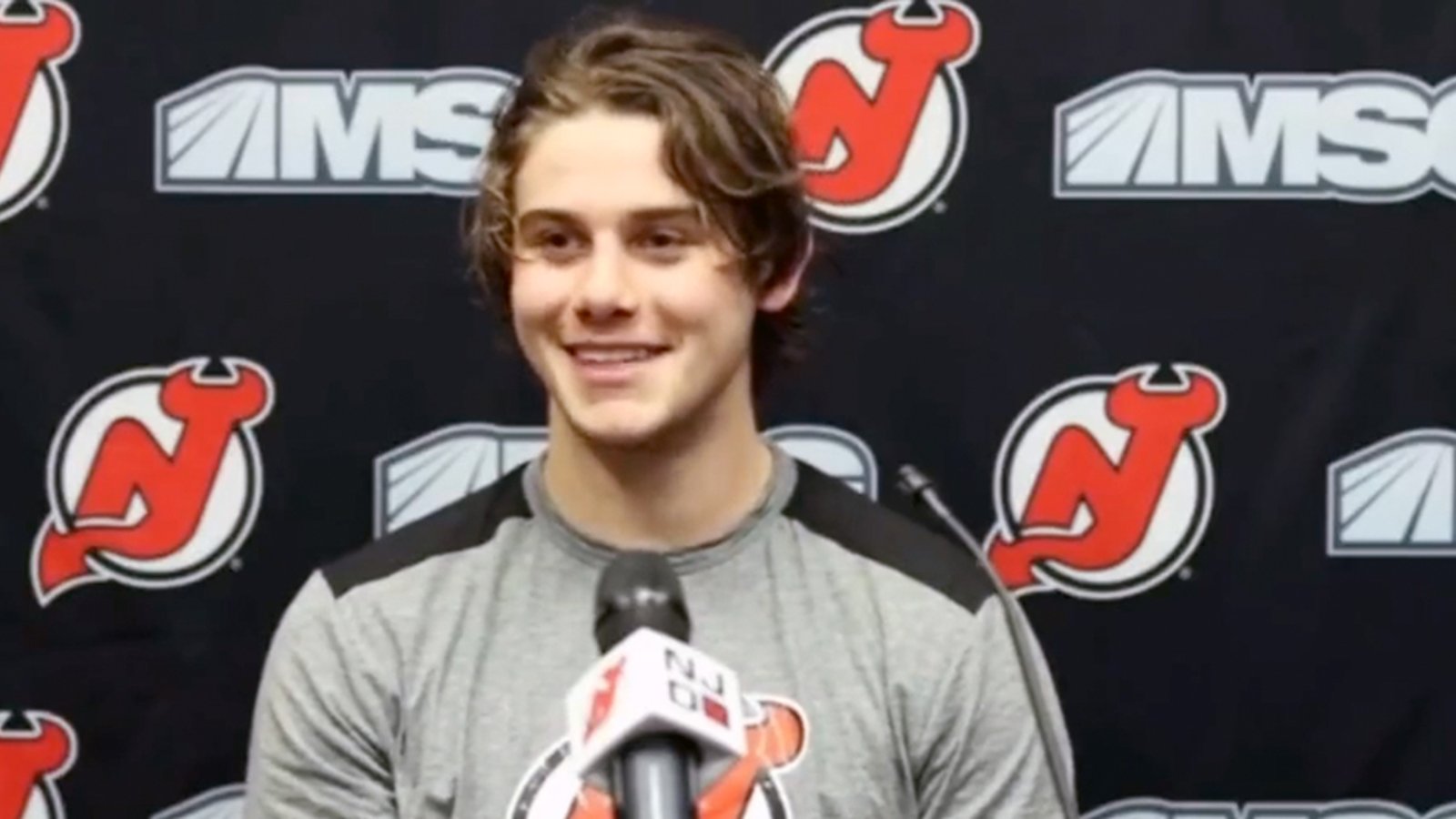 Jack Hughes cracks himself up when talking about the Devils' “PP”