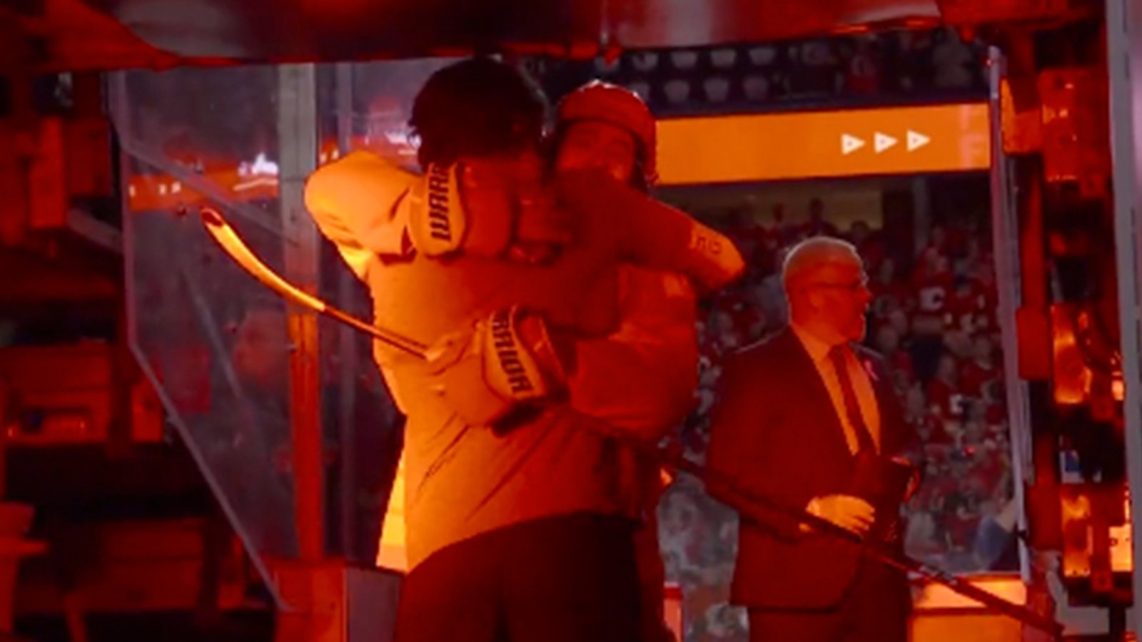 Johnny Gaudreau's mom cries after seeing clip of her son and Sean Monahan hugging following Game 7 win