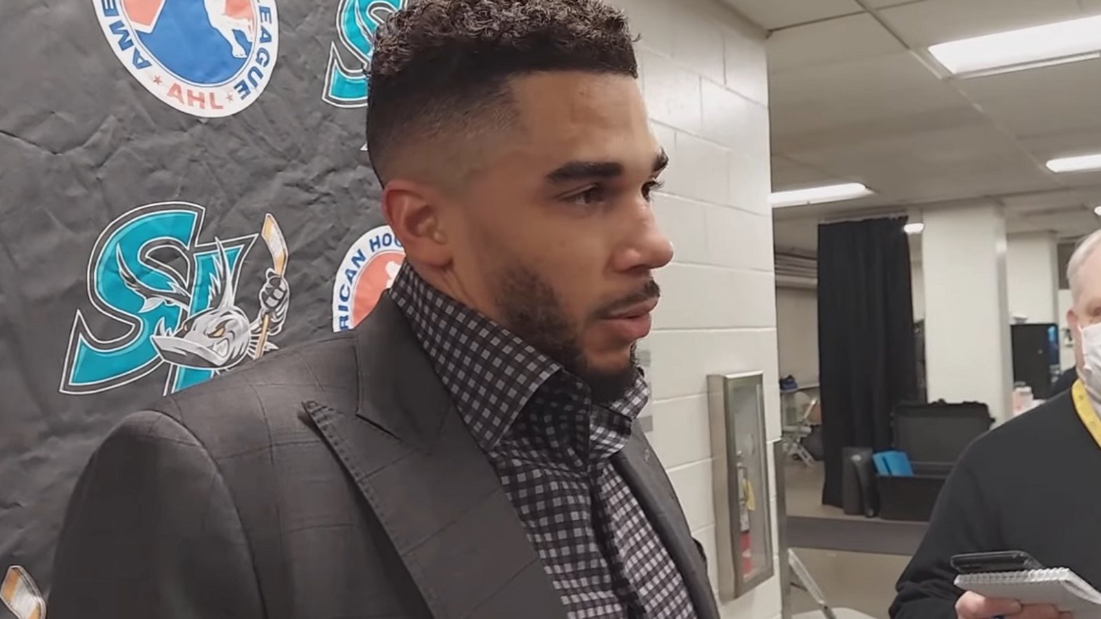 Evander Kane annoyed by tough questions following his first AHL game.