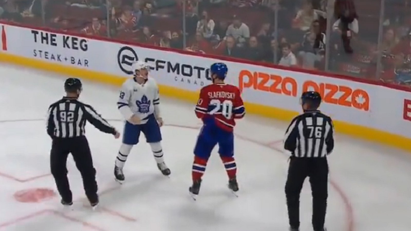 Juraj Slafkovsky drops the gloves in preseason scrap.