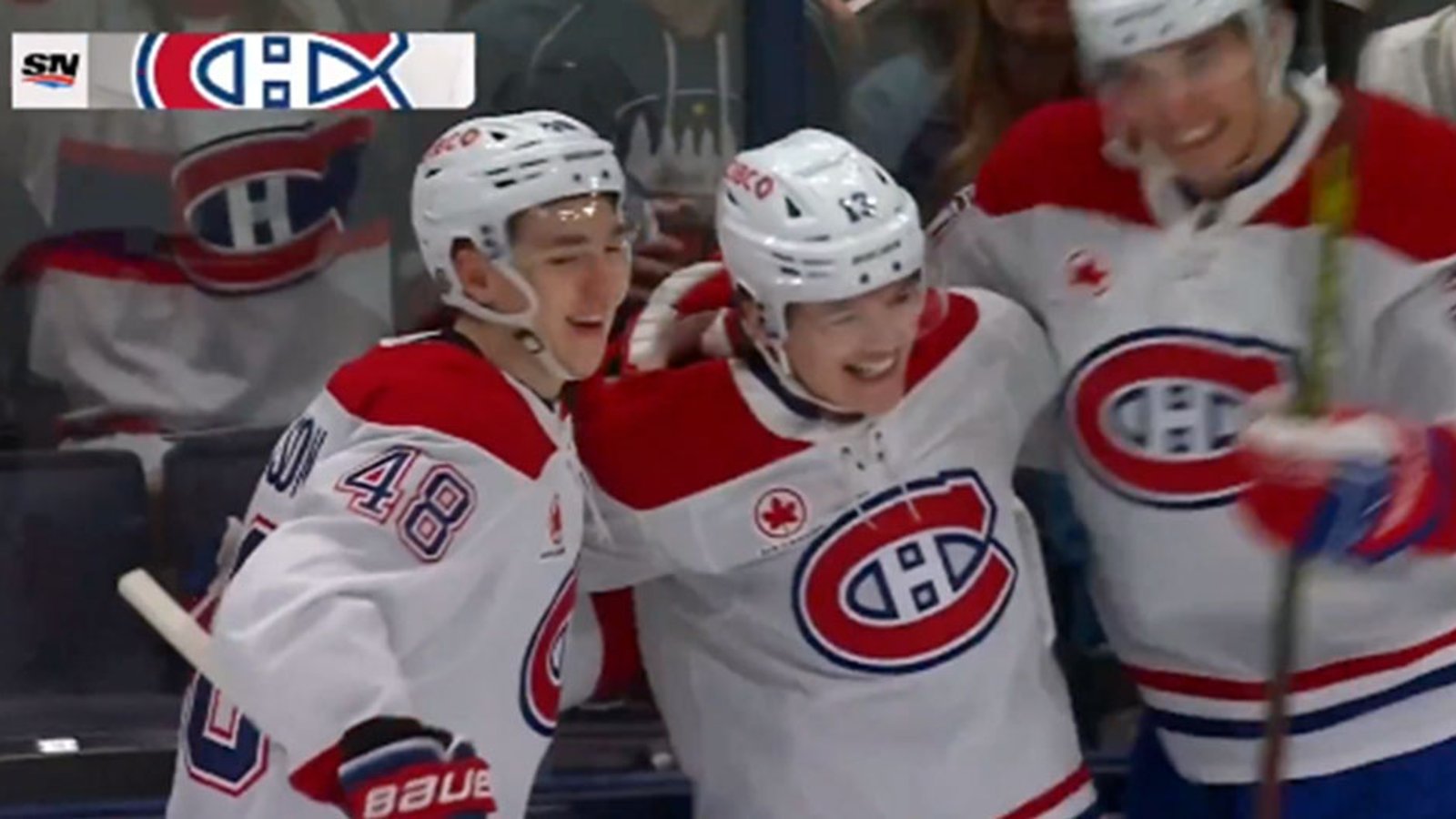 Cole Caufield scores a very special goal for Johnny Gaudreau in Columbus this evening