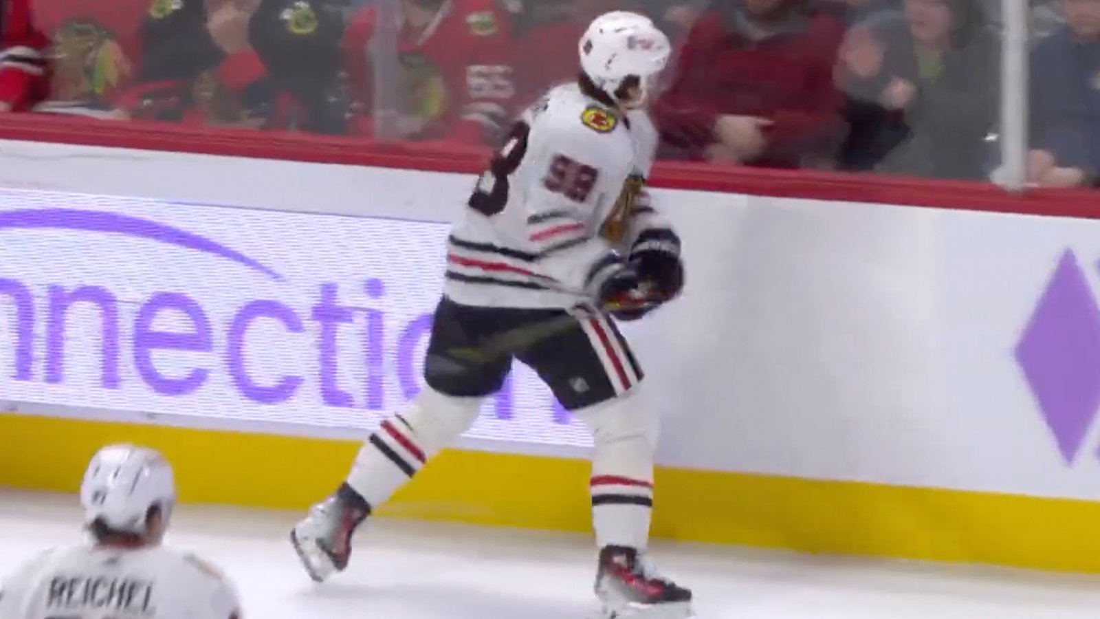 Connor Bedard flips out and breaks his stick on the ice!