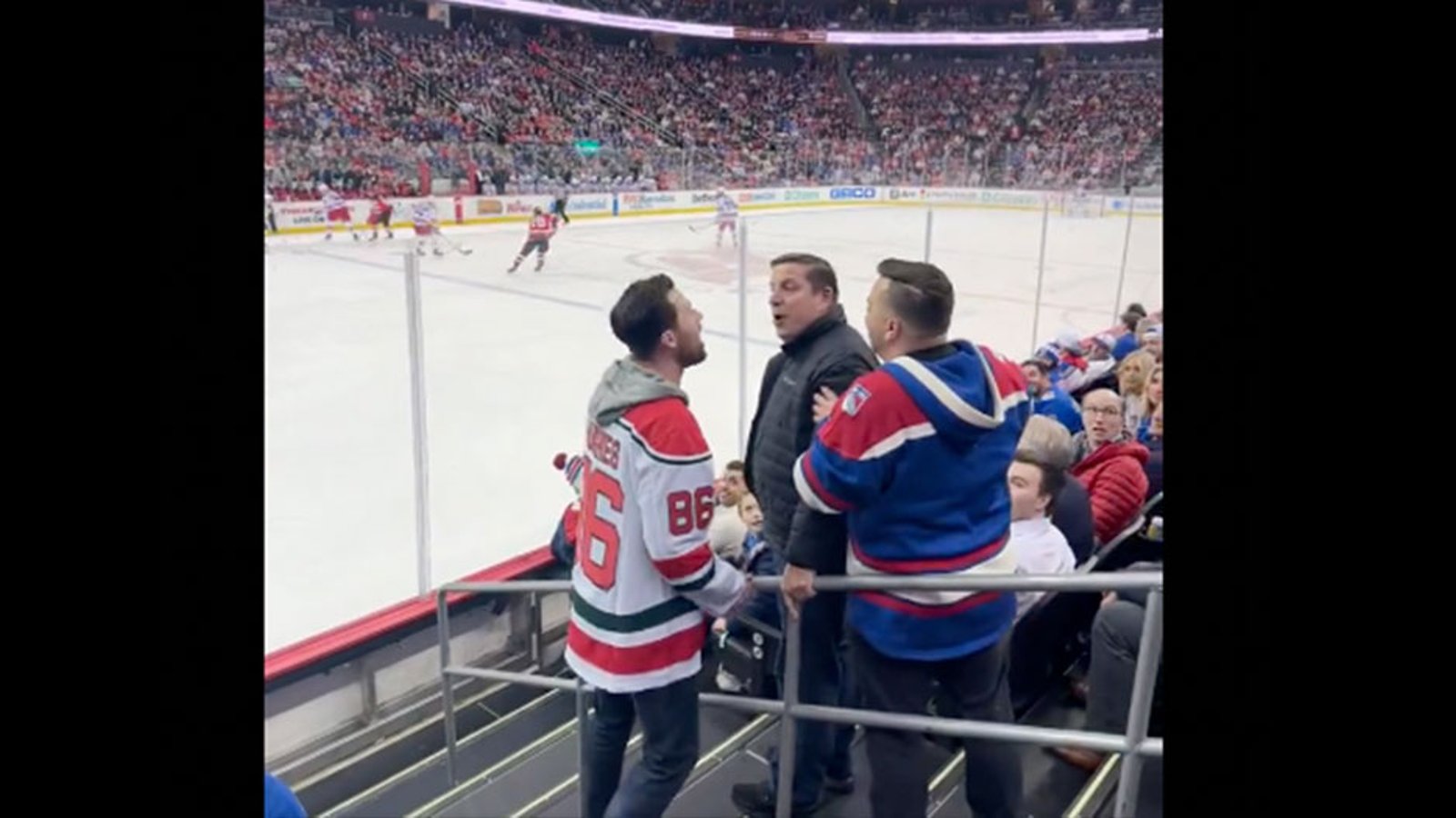 Devils and Rangers fans come to blows in the lower bowl at Prudential Center