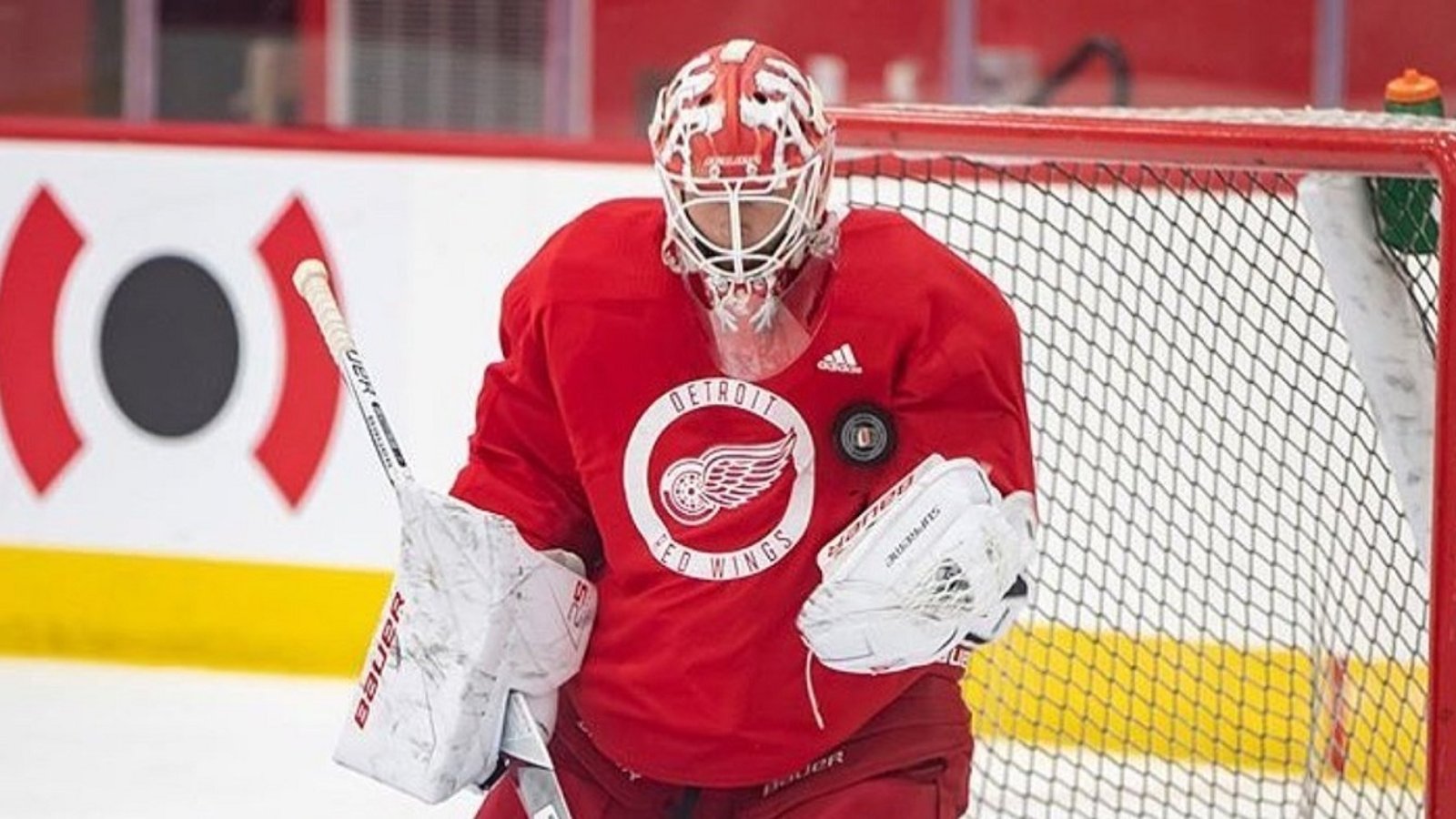 First look at Victor Brattström's  new and unique Red Wings mask.