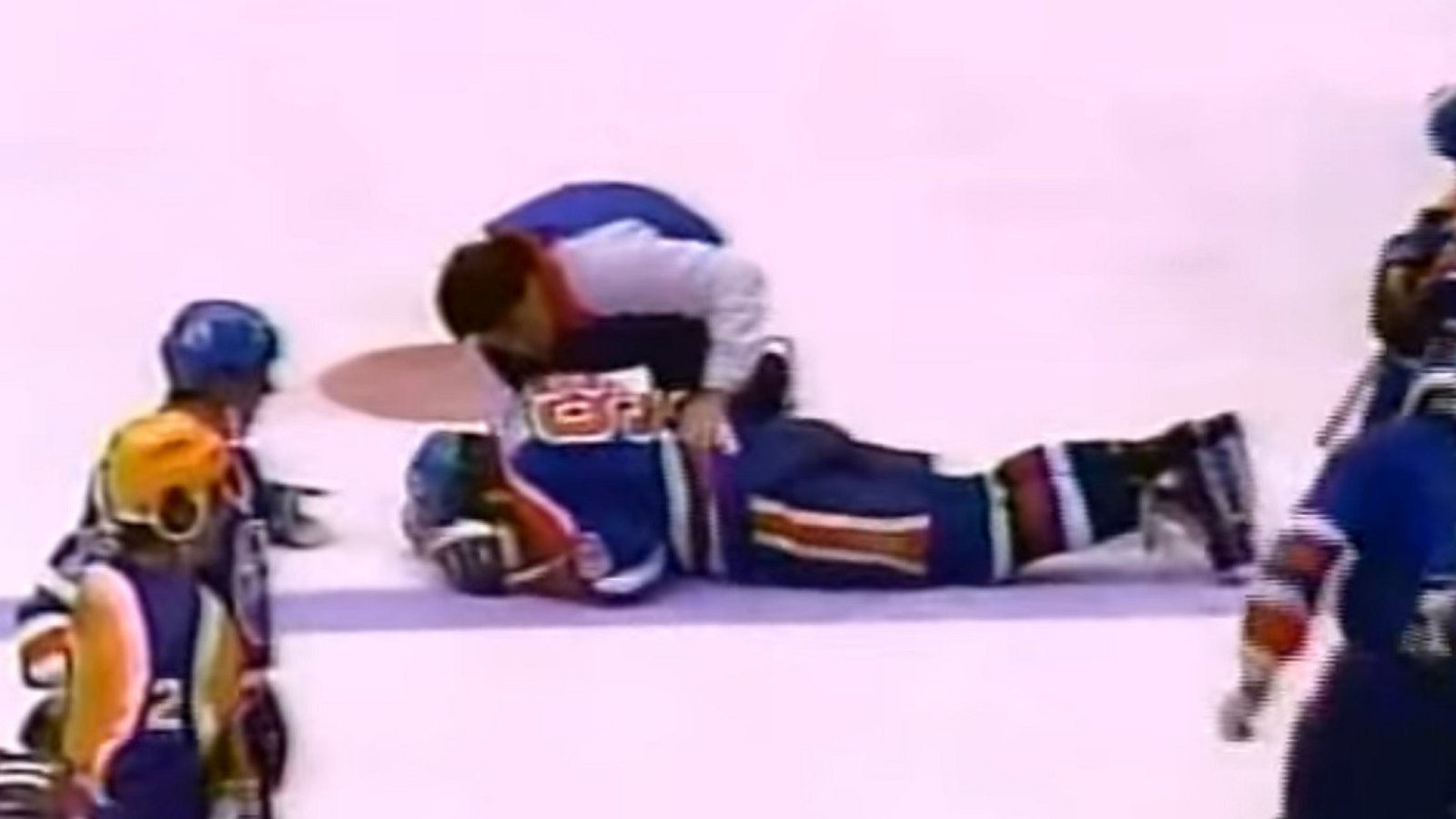  Nov 6, 1985: Dave Taylor drops Wayne Gretzky with a punch.