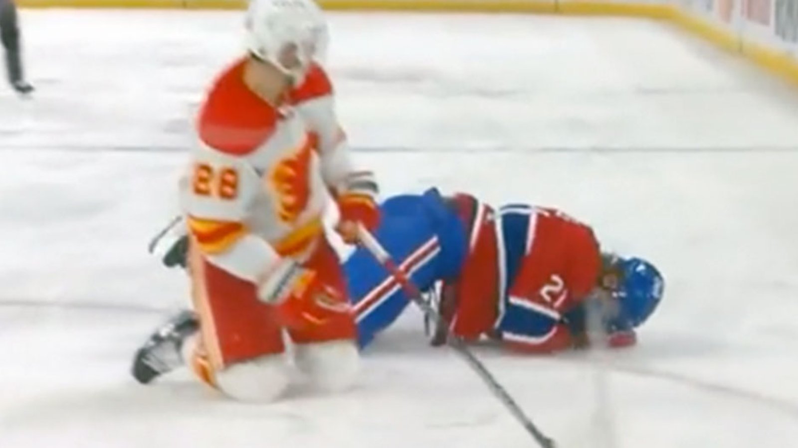 Terrifying moment in Montreal as Kaiden Guhle takes a skate to the face