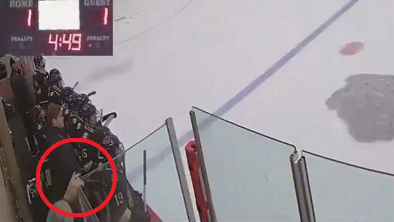 Hockey coach loses finger after it gets caught in boards!
