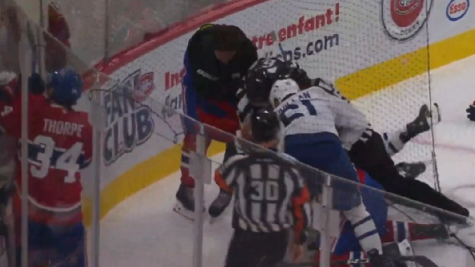 Tempers flare in Canadiens vs Maple Leafs prospect game, Sunday.