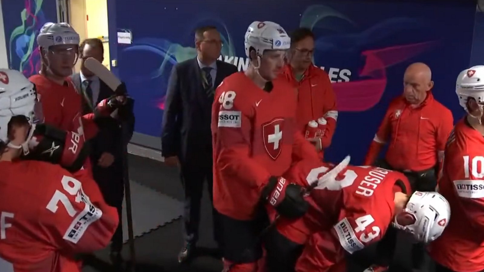 Switzerland's bizarre pre-game ritual caught on camera.