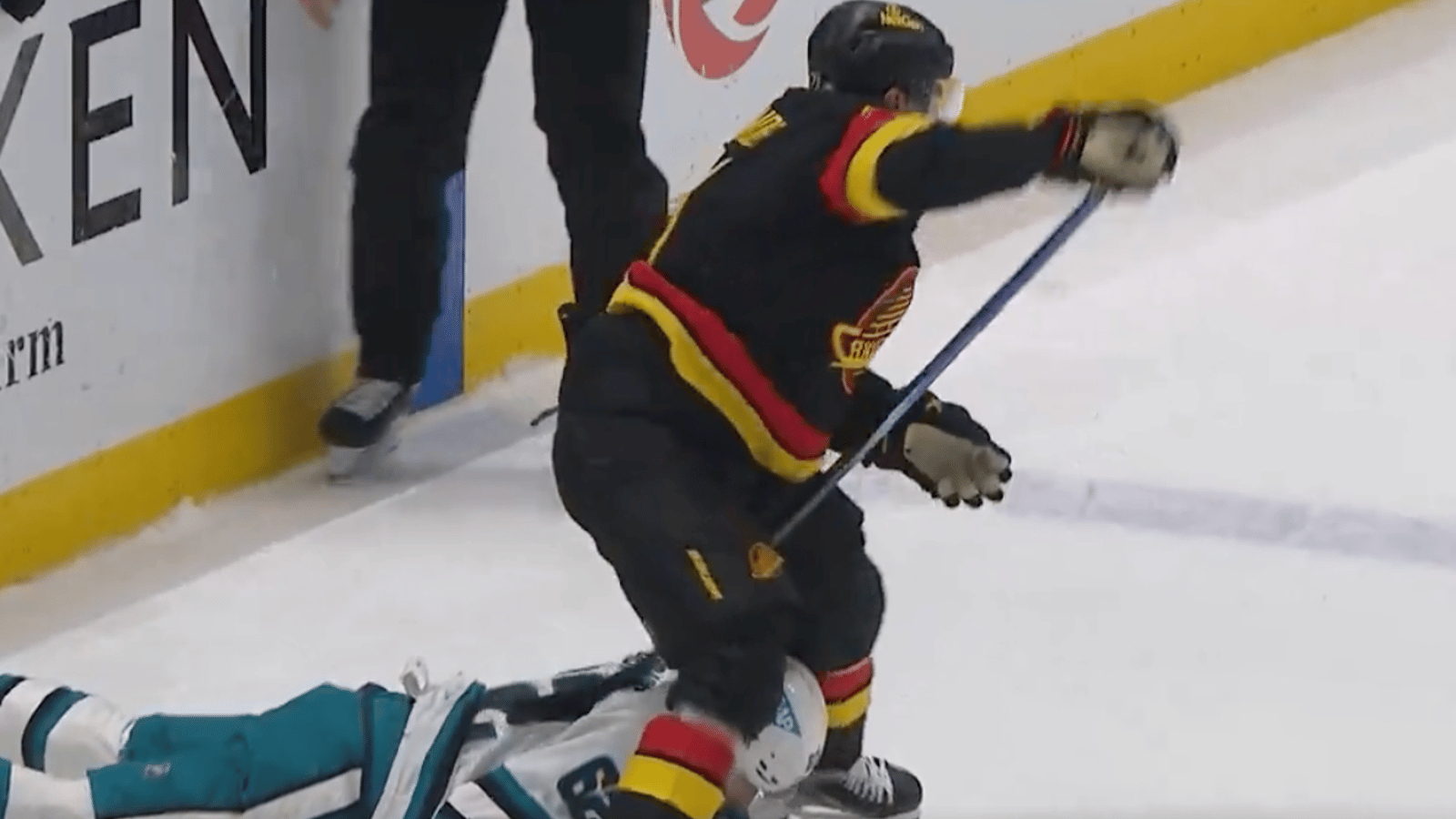 Vancouver's Nils Hoglander ejected for intent to injure 