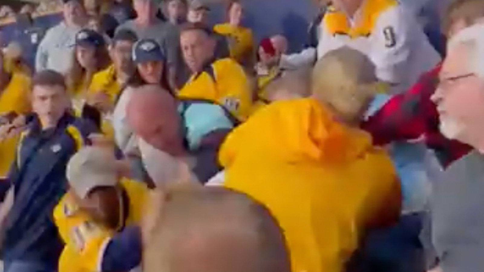 Brutal fight breaks out in the stands between Kraken and Preds fans!