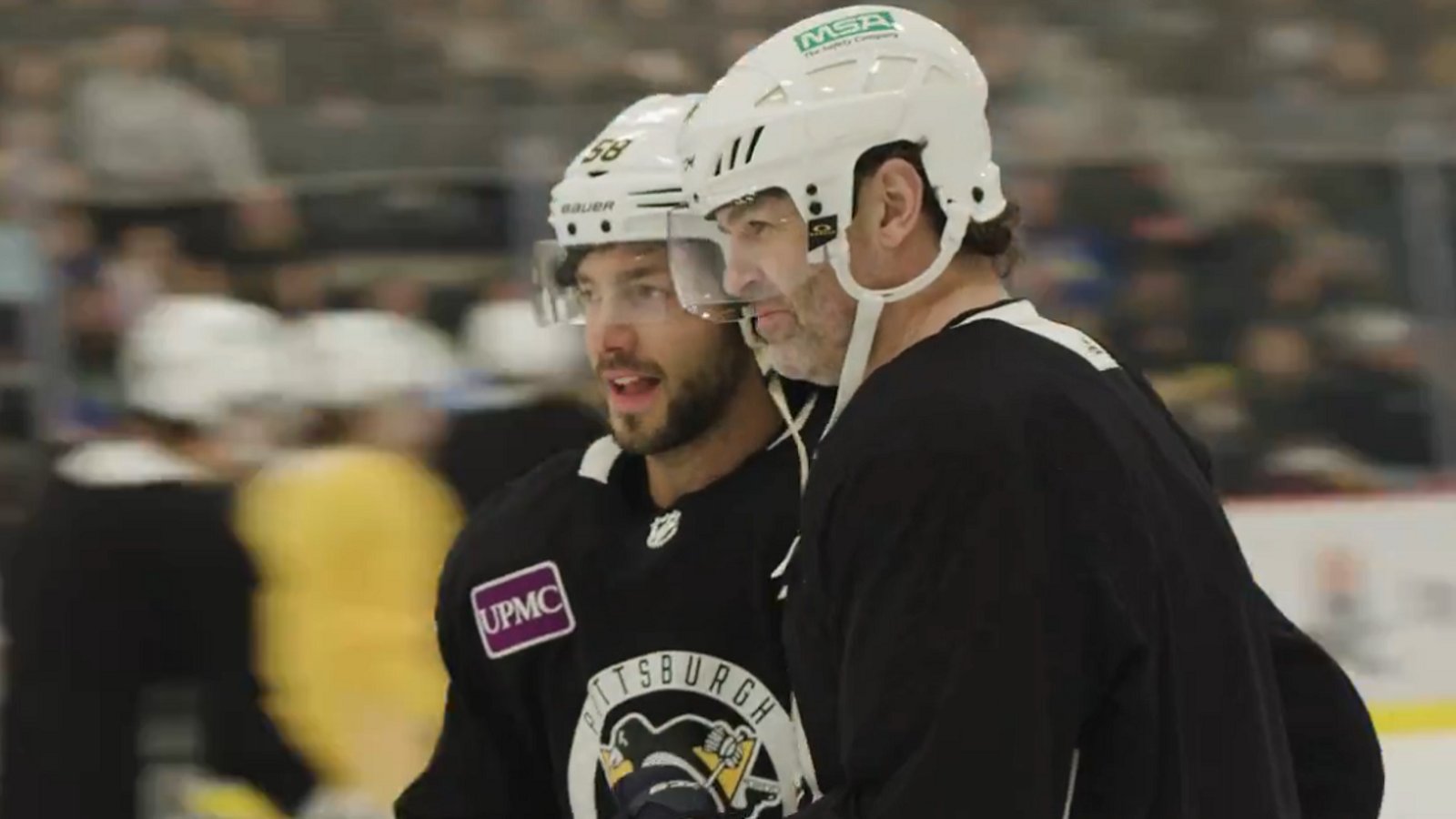 Cameras catch touching moment between Letang and Jagr on Saturday.