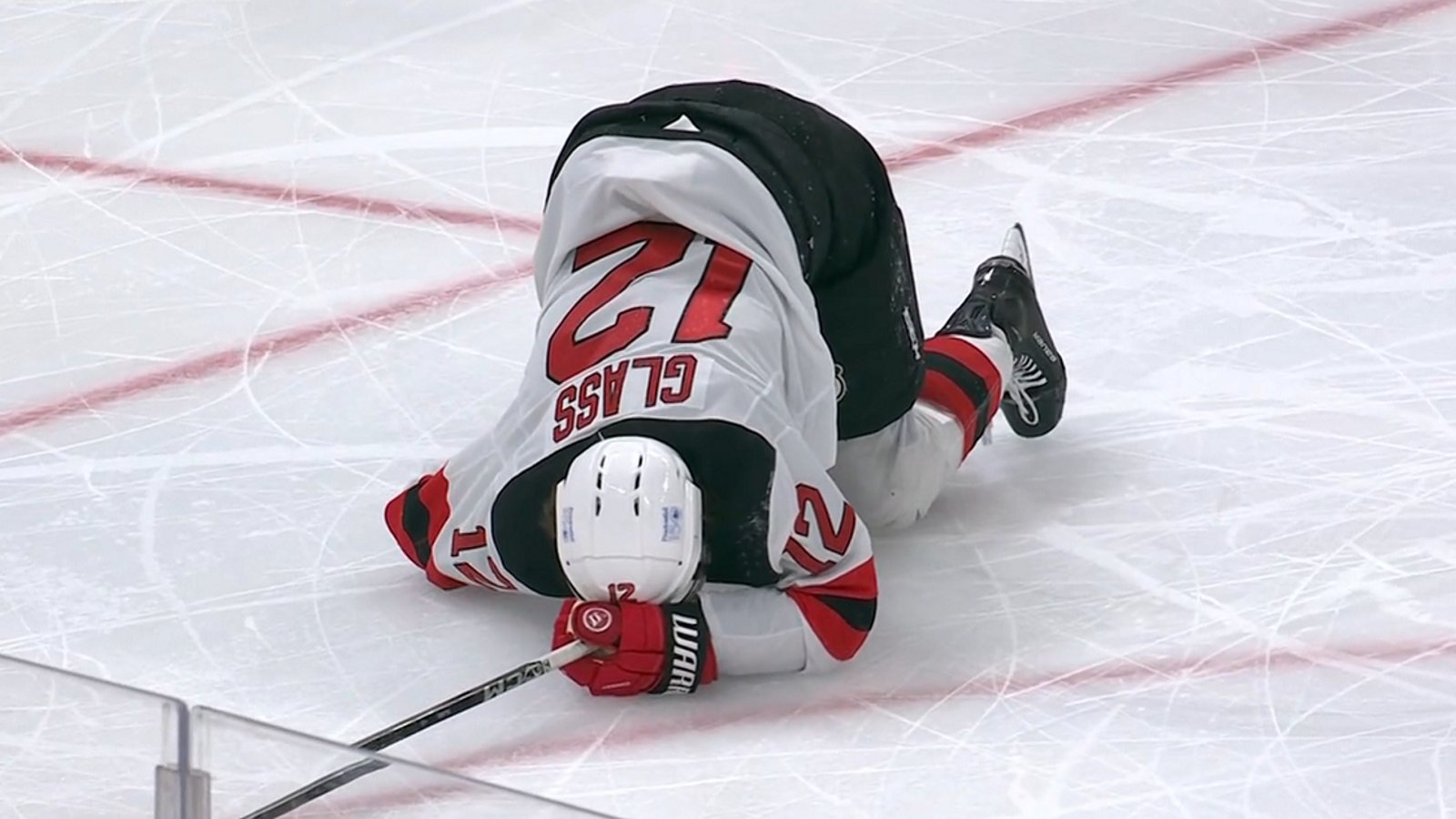 Jacob Markstrom slashes and injures his own teammate in Game 1.