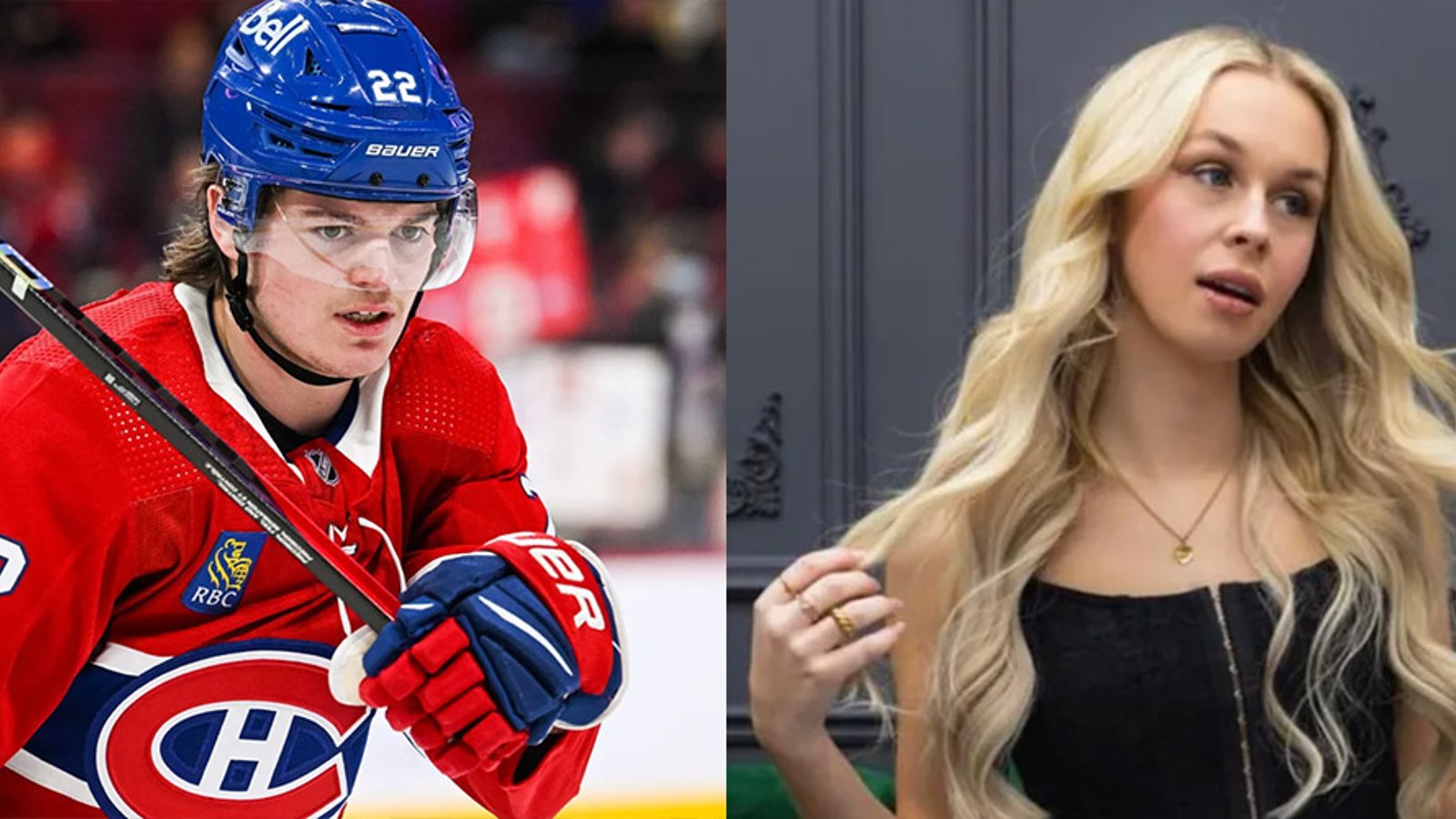 Adult model mocks the height of Canadiens's Cole Caufield