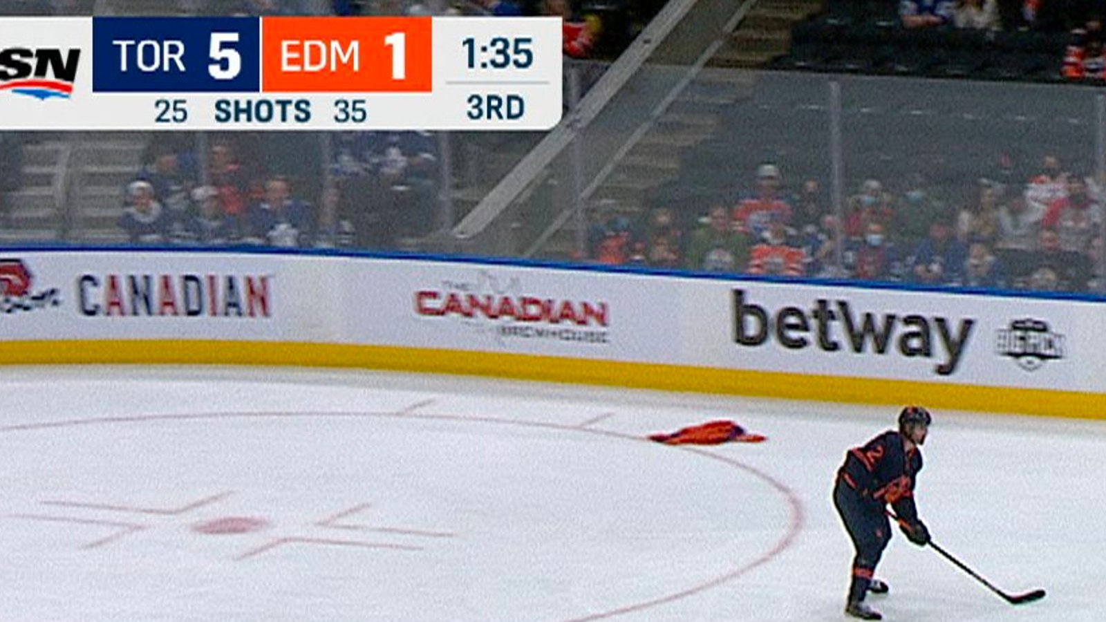 Oilers’ fan is fed up, throws jersey on the ice to send a message