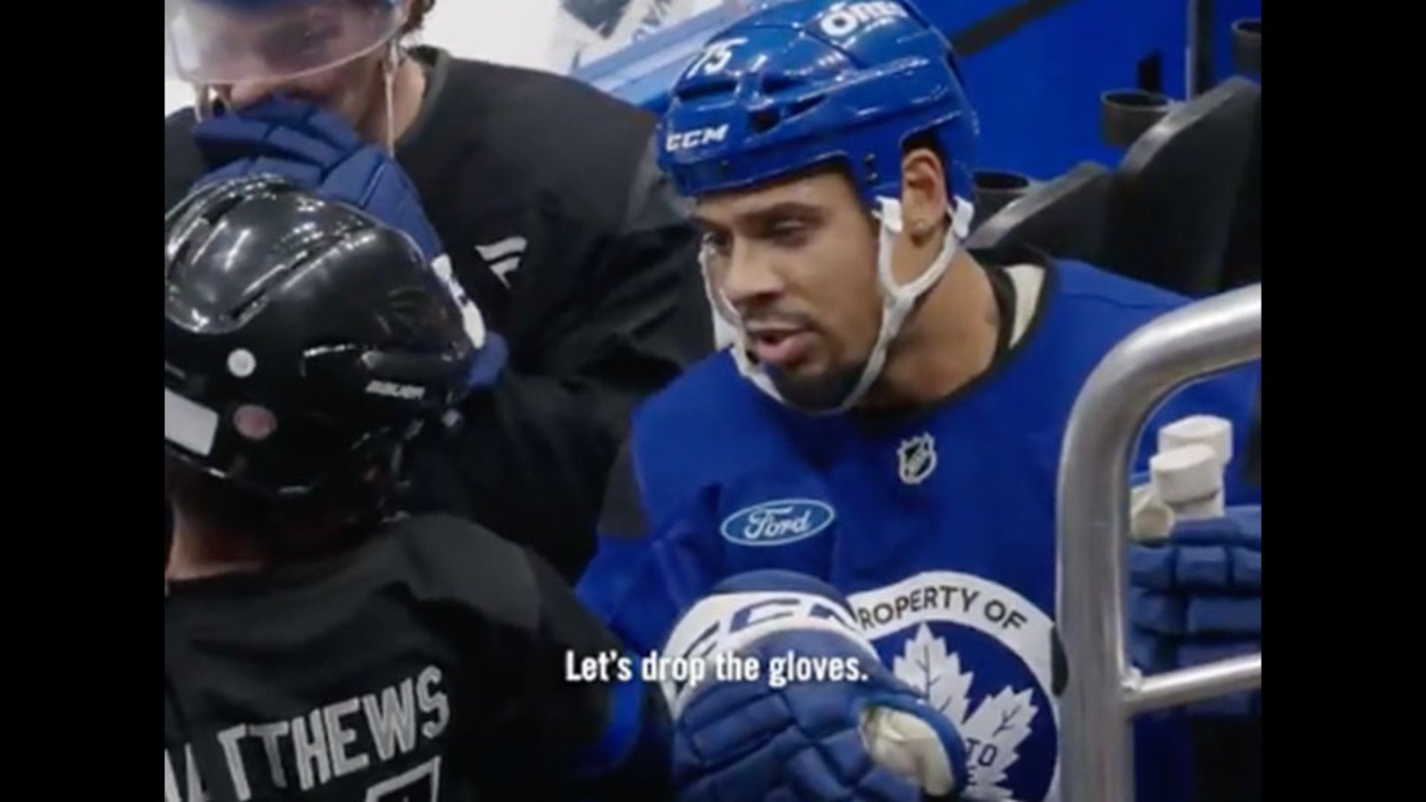 Ryan Reaves drops the gloves with young Leafs fan dressed up as Auston Matthews