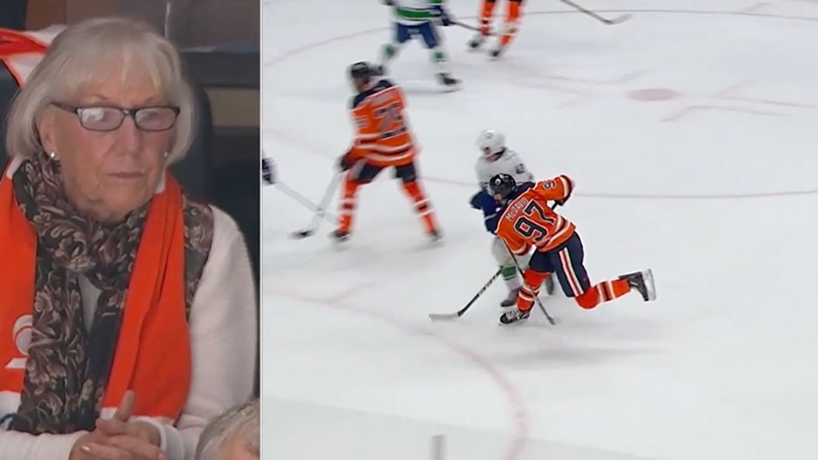 Grandma McDavid exclaims “Oh, sh*t!” after Connor McDavid misses chance in OT 