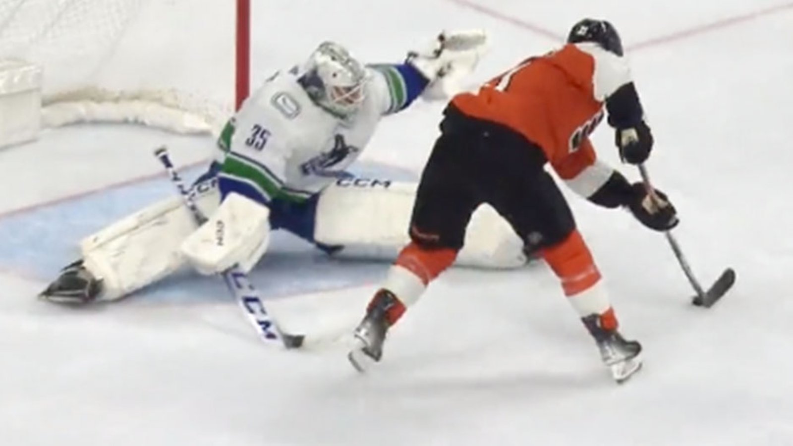 Demko makes the save of the season on a 2 on 0!