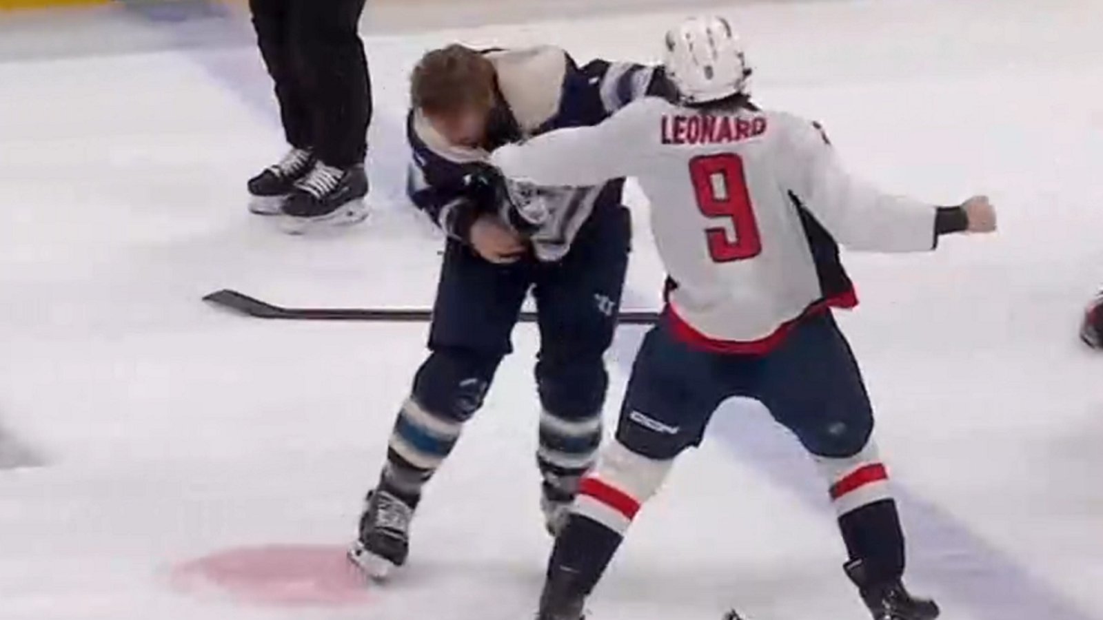 Ryan Leonard drops the gloves for the first time in the NHL!