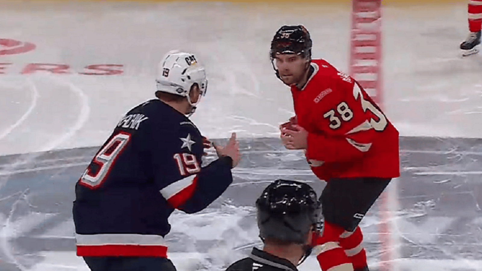 3 fights in the opening 10 seconds between Canada and USA.