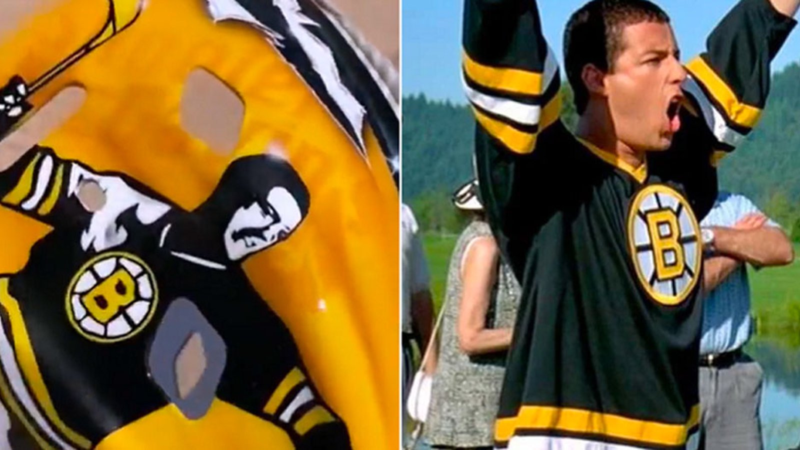 Kinkaid reveals new Happy Gilmore inspired Bruins mask