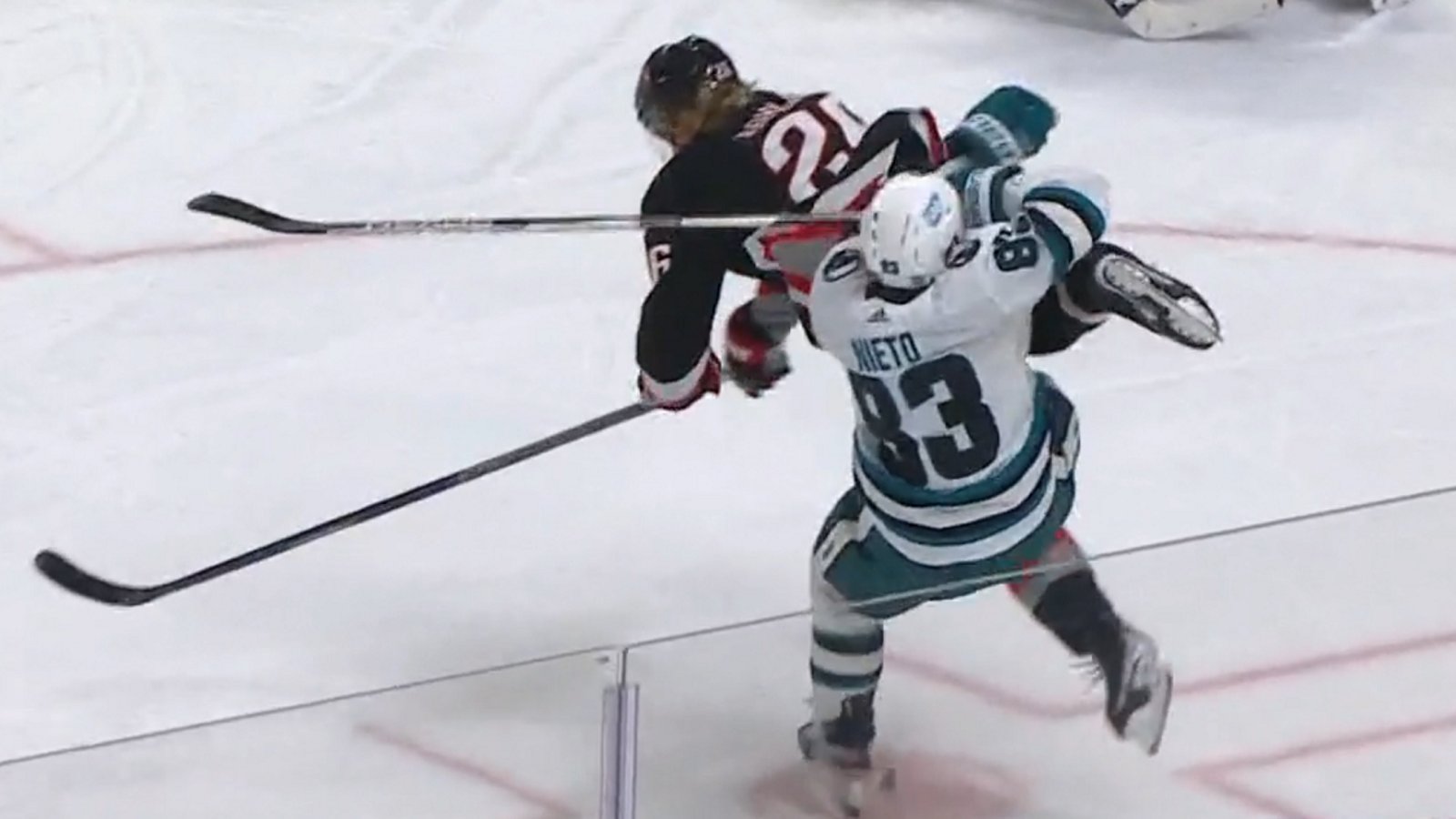 Rasmus Dahlin flattens Matt Nieto.