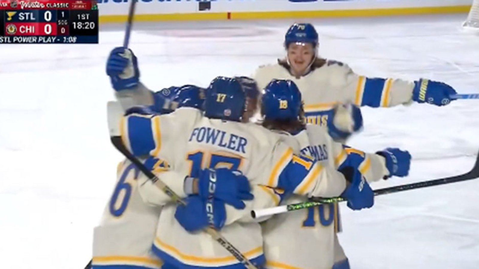 Fowler opens the scoring in the Winter Classic in his 1,000th NHL game!