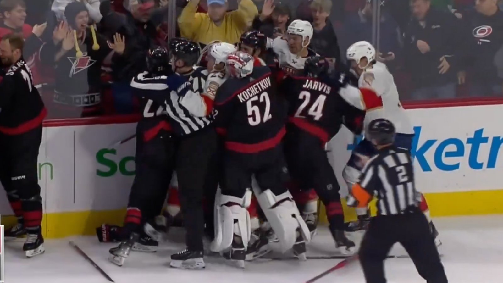 Buzzer full line brawl between Panthers and Hurricanes!