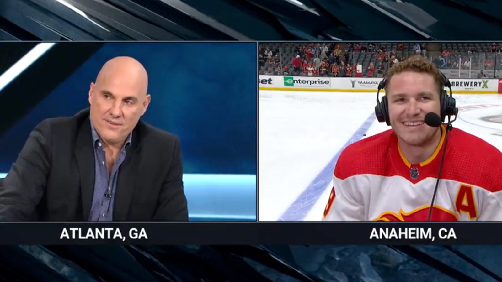 Matthew Tkachuk chirps the TNT panel, Tocchet chirps back and throws Keith Tkachuk under the bus