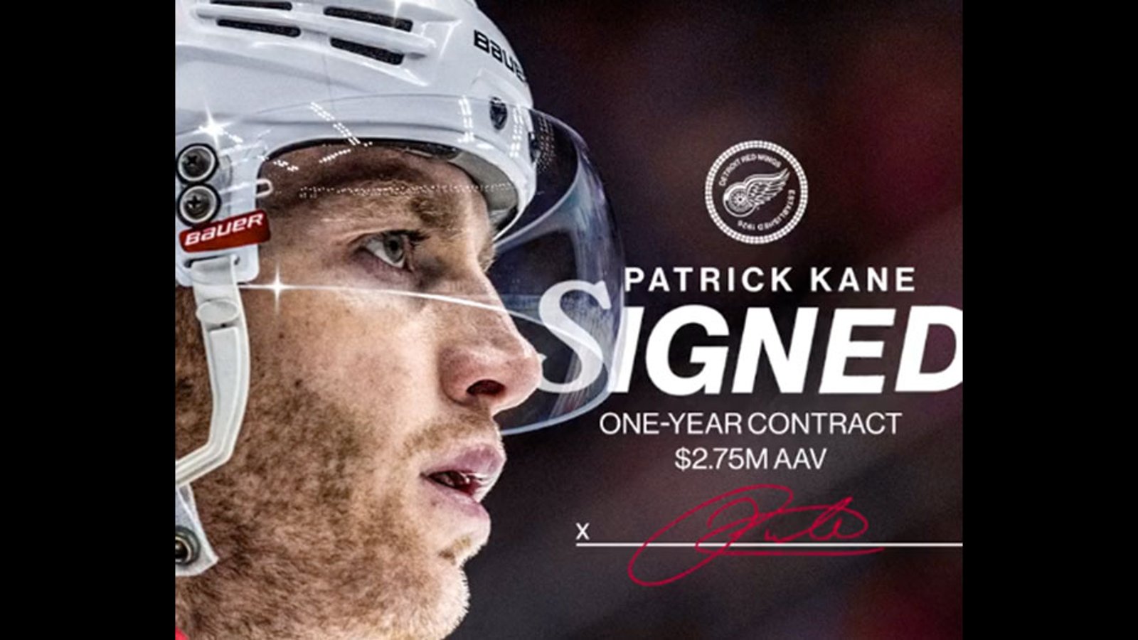It's official, the Red Wings have signed Patrick Kane