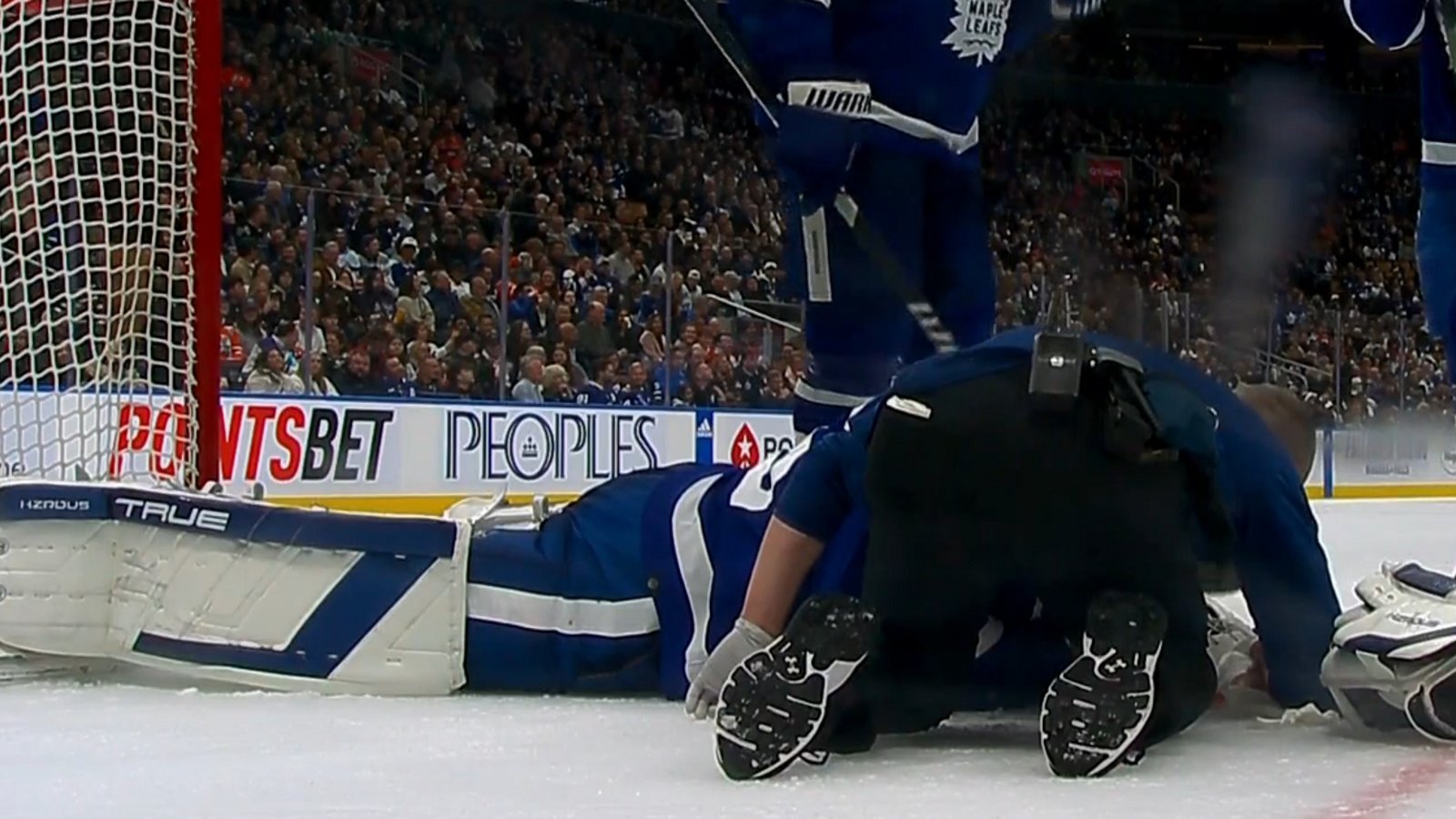 Ilya Samsonov injured in the third period.