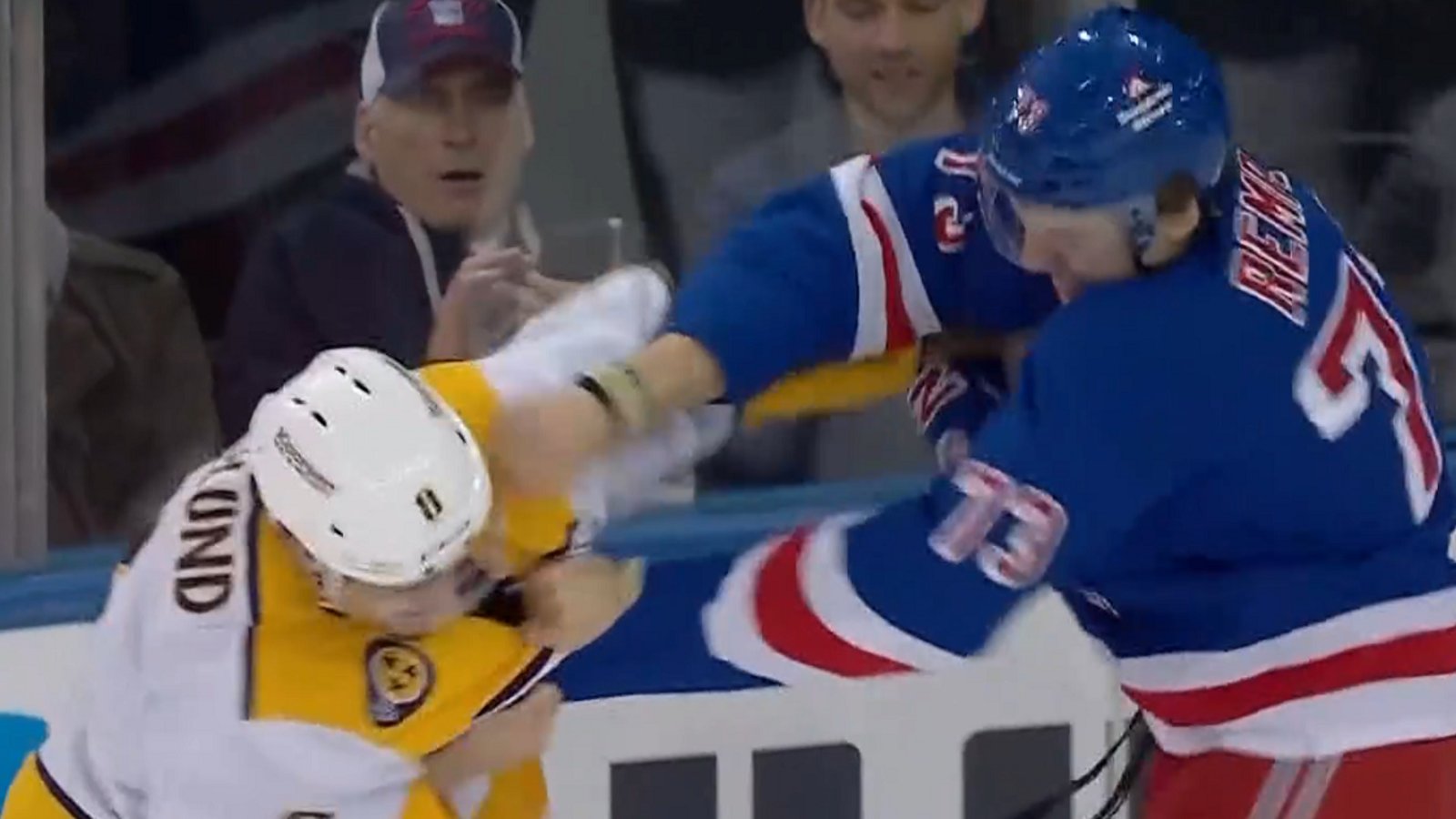 Matt Rempe and Andreas Englund destroy each other.