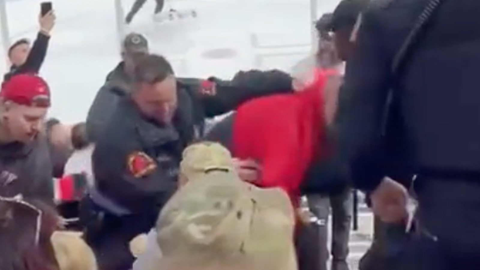 Fight breaks out in stands at PNC arena: 2 security guards needed to bring assailant down!