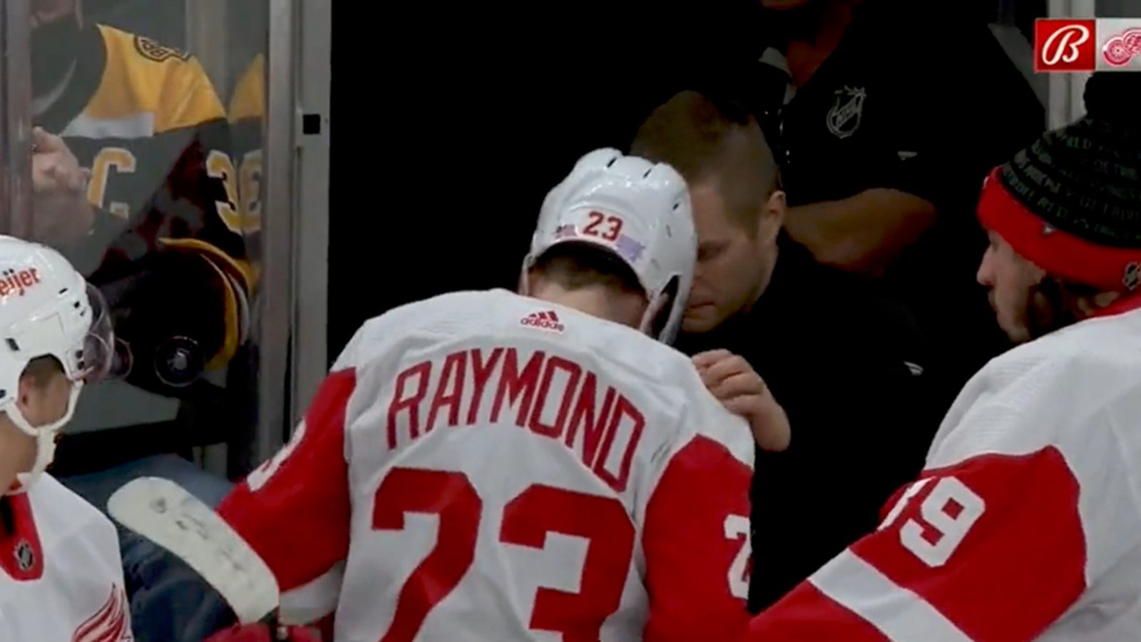 Red Wings fans get a scare as Lucas Raymond takes a puck to the head (VIDEO)