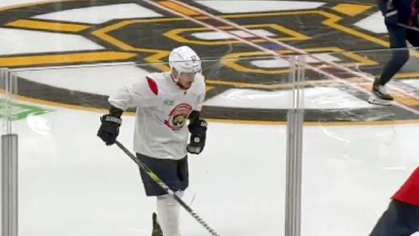 Marchand back on the ice in Boston... in a Panthers sweater!