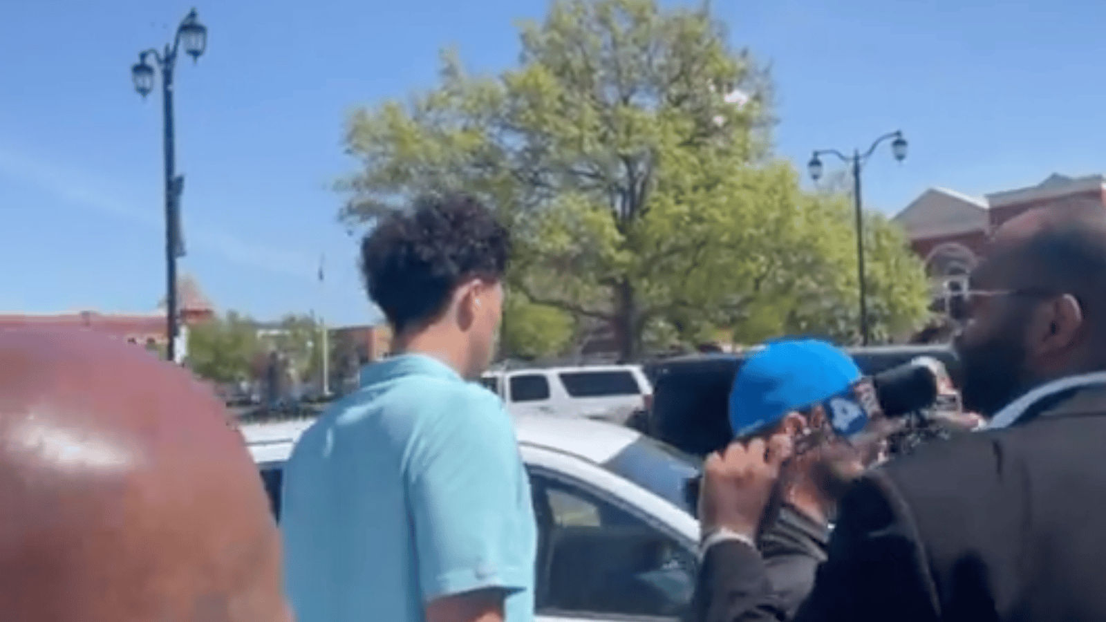 Jackson Mahomes heckled as he leaves jail 