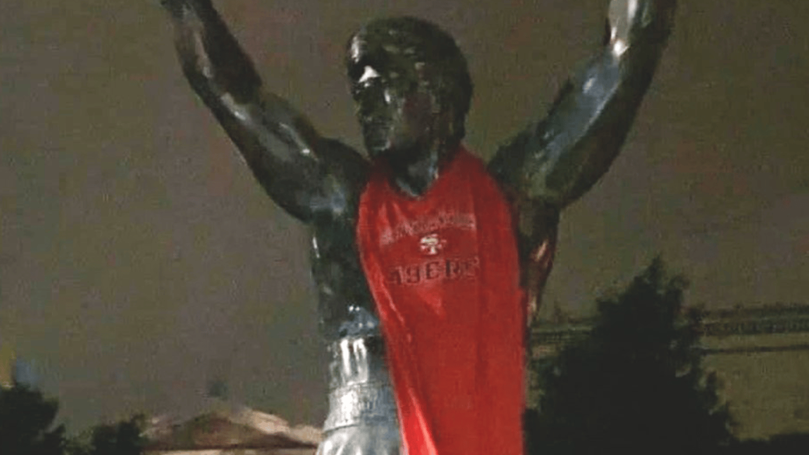 49ers fans troll Philadelphia's iconic Rocky statue
