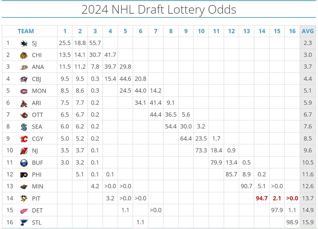 以下是 NHL 抽签的所有详细信息