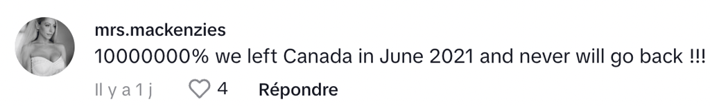 Une Canadienne a quitté le pays il y a plus de trois ans et elle ne regrette rien