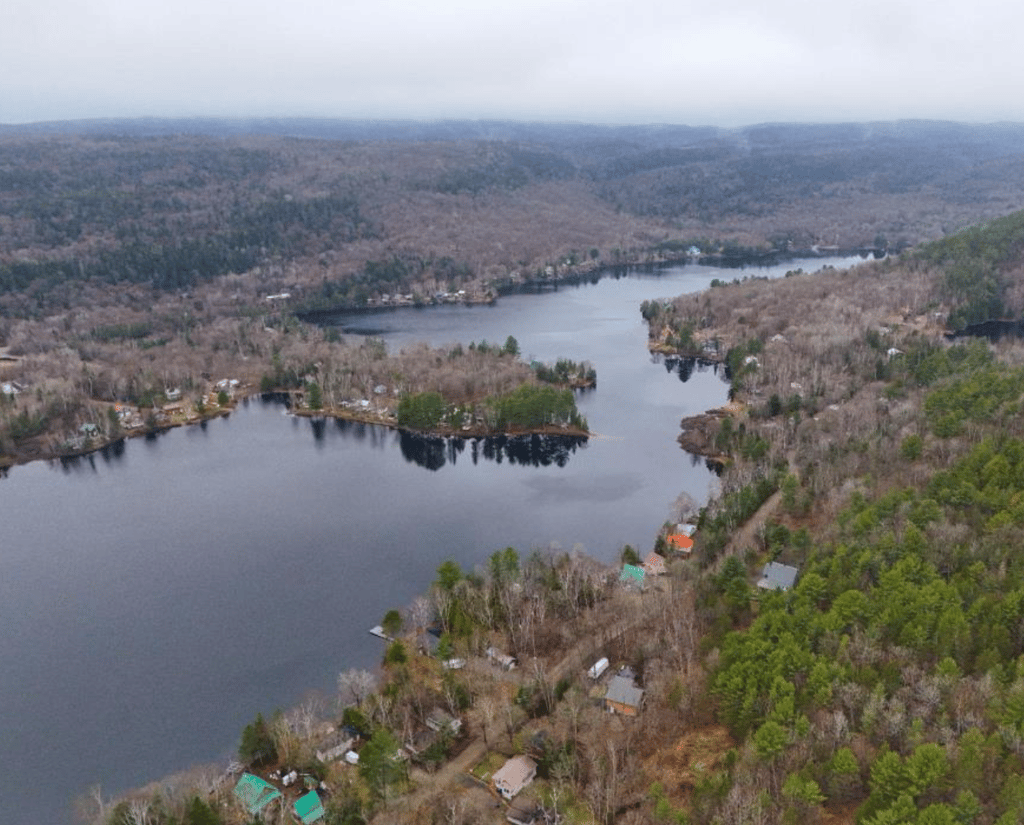 Le bois, la nature, le lac dans ce petit paradis chaleureux installé sur 15 400 pieds carrés de terrain