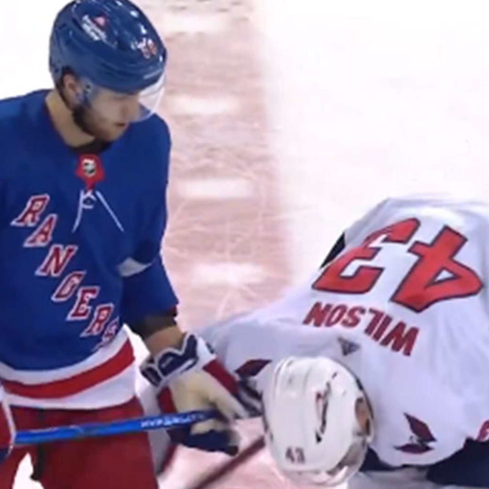 Tom Wilson gets speared in a very, very sensitive area