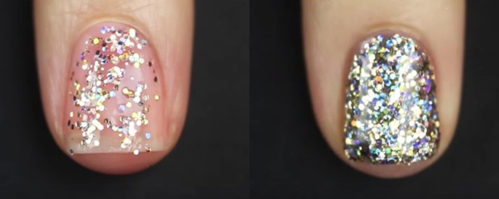 Cette vidéo nous montre une technique beaucoup plus efficace pour appliquer notre vernis à ongles à paillettes