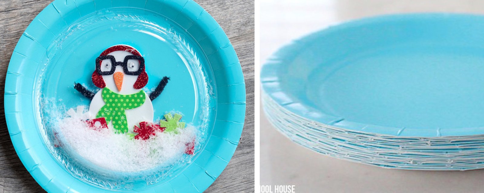 Bricolez des globes de neige avec les enfants! À partir de 2 sortes d'assiettes! 