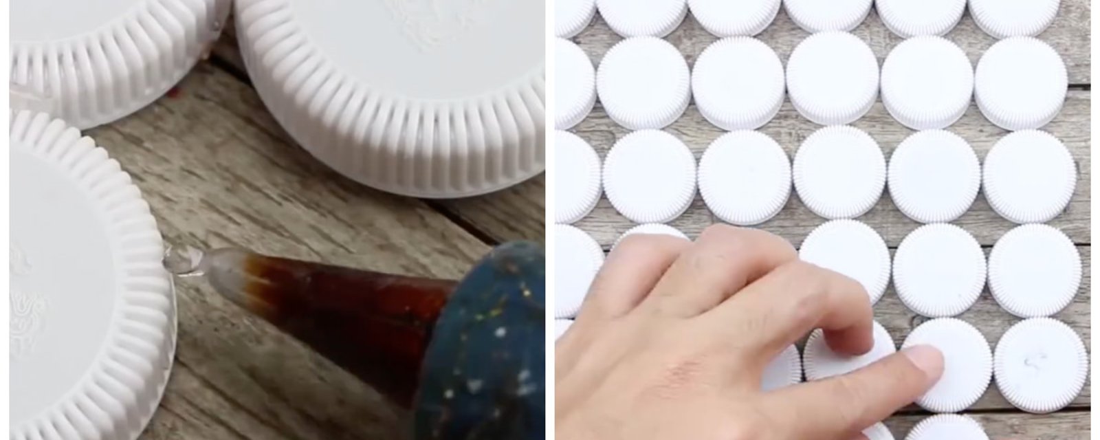 Elle colle des dizaines de bouchons en plastique ensemble et quand elle termine, son projet est fabuleux!