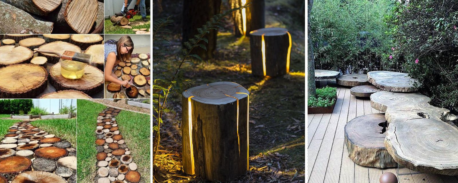 15 magnifiques façons de décorer votre jardin avec des troncs d'arbre