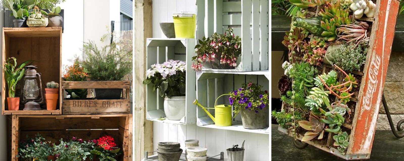 20 magnifiques façons de décorer votre jardin avec des caissettes de bois 