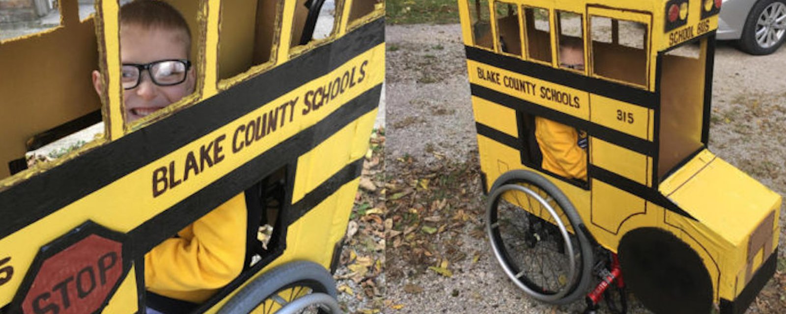 Un grand-papa crée un costume d’autobus scolaire entièrement fonctionnel pour que son petit-fils de 5 ans, en fauteuil roulant, puisse célébrer Halloween comme tous les autres enfants!