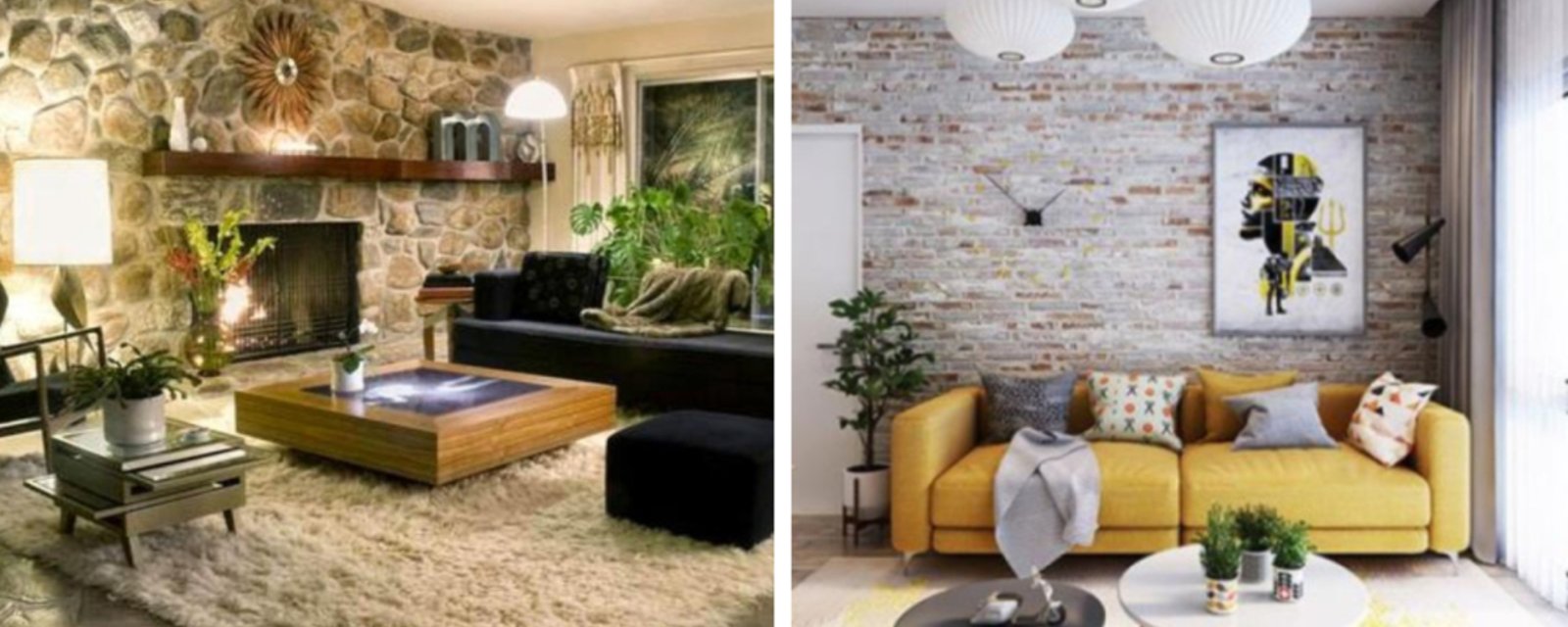 12 idées qui vous donneront envie d'avoir un mur de pierres dans votre salon