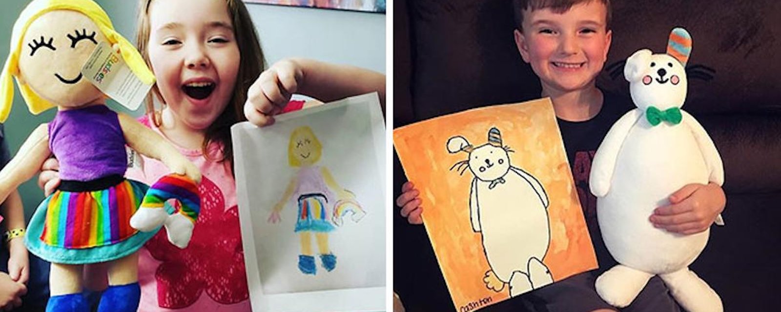 Idée cadeau: une peluche réalisée à partir d'un dessin de votre enfant!